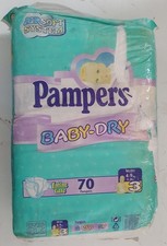 Vintage 90s PAMPERS BABY DRY PLASTIC Diapers 70 Nappies No3 4-9Kgs/9-20Lbs