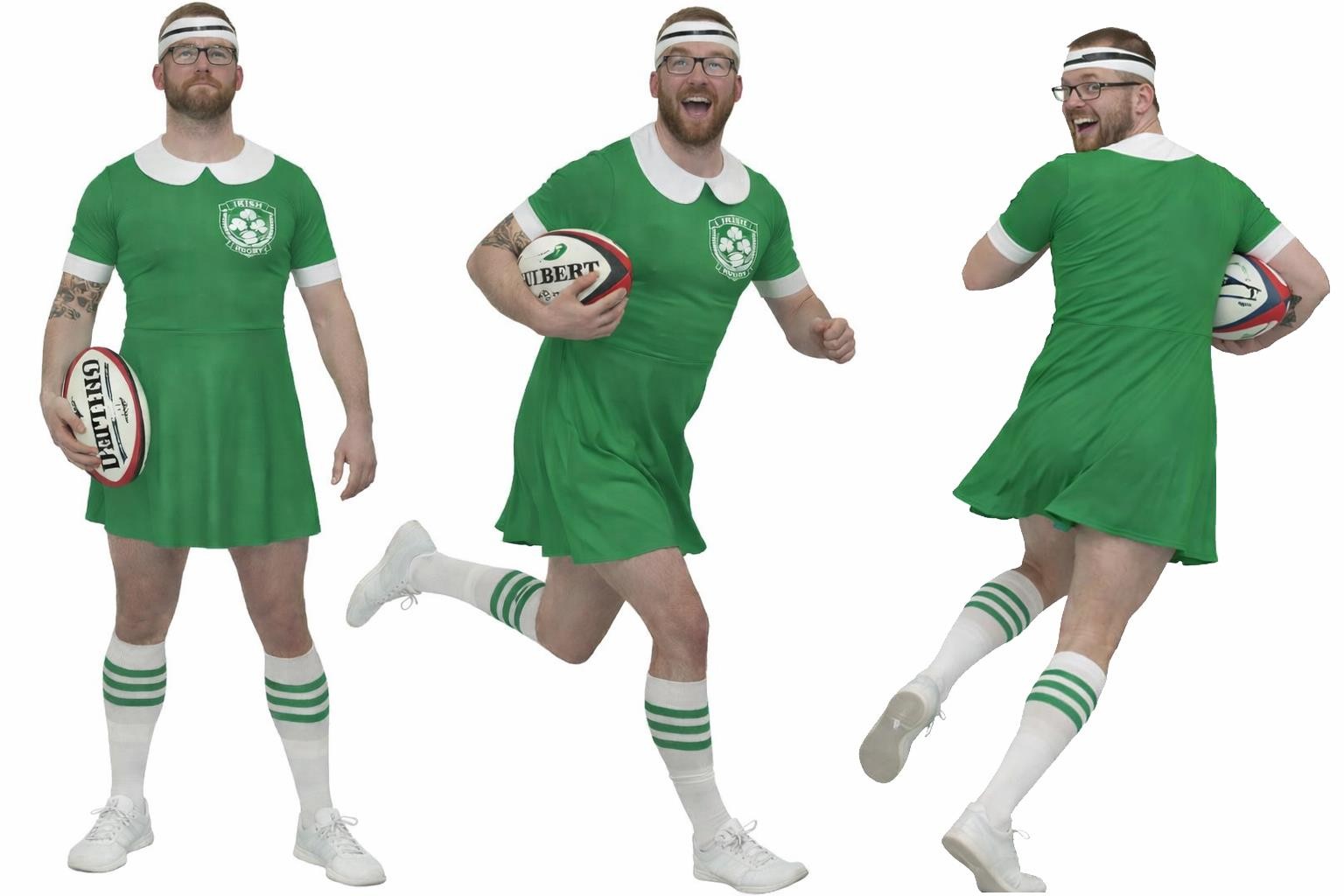 Adultos Irlanda Rugby Naciones Trébol Irlandés Partidarios Vestido Vestido Elegante Disfraz