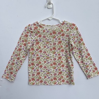 Carters Child of Mine Girls 3T Floral Long Sleeve Shirt Coral Purple White Tee