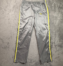 Vintage 90s Puma Mens L Windbreaker Track Pants Gray Yellow Stripe Nylon Jogger