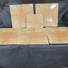 Merritt Melamine Square Plates Set of 5 Dinner + 1 Salad Sunburst Tan Modern