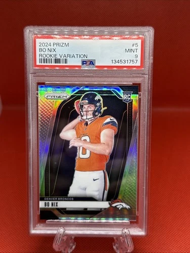 2024 Panini Prizm Bo Nix #5 Silver Prizm Rookie Variation RC PSA 9 Broncos