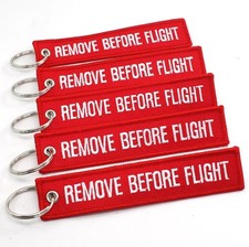 5pcs Remove Before Flight Keychain Embroidered Jet Tag New