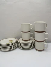 24pc Woodhaven Collection  "SUNNYBROOK"  8 Mugs/Cups-8 Saucers-8 Bread Plates