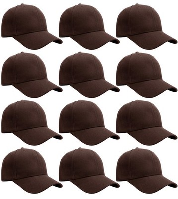 WHOLESALE 12 pieces Classic Plain Baseball Cap Hat Adjustable Size Solid Color