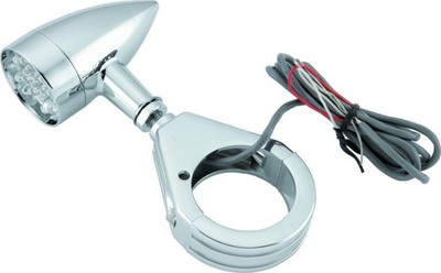 Biker's Choice Mini LED Turn Signal w/41mm Clamp Kit Amber Chrome Pr 482422