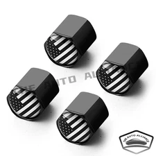 4 PCS Hexagon Valve Stem Caps National Flag Car Tire Tyre Wheel Valve Cap Black