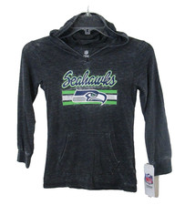 NWT NFL Team Apparel Seattle Seahawks Girls Logo Hooded T-Shirt S Grey MSRP 35