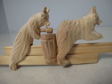 Russian Hand Carved Wood 2 Bears moving toy Builder Hammer Bogorodskaya        