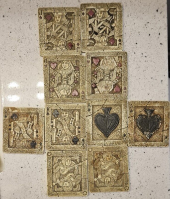 Vintage Set of 10 Tile Playing Card Coasters Poker Game Night Casino Man Cave