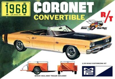 #ad #ad MPC 1968 Dodge Coronet Convertible w Trailer 1:25 Scale Model Kit $32.99
