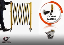 Trafford Industrial Expandable Metal Barricade, 11 Feet, Yellow and Black Mobile