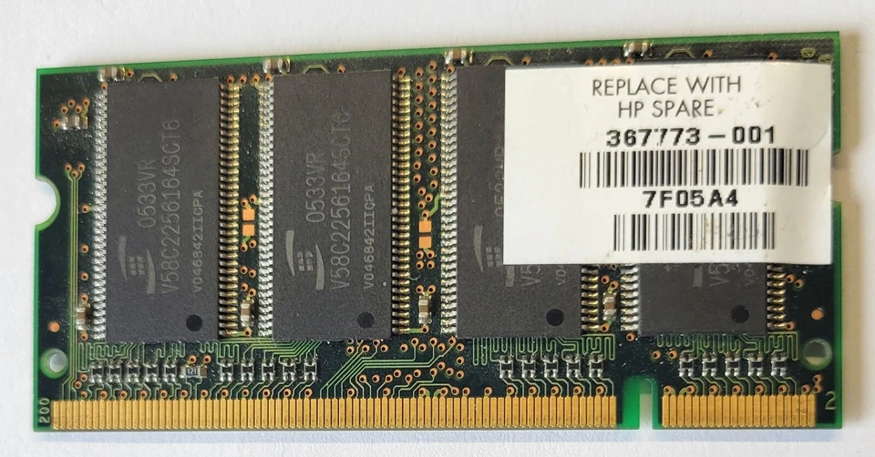 ProMOS 256MB DDR 333 MHz PC2700U SO DIMM V826632B24SCTG-C0 HP 367773 - Image 2 of 2