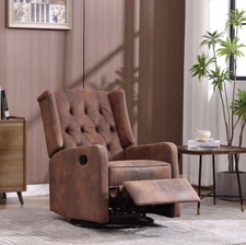 Swivel Rocker Recliner Adjustable Back Nursery Rocking Chair Sofa  Living Room