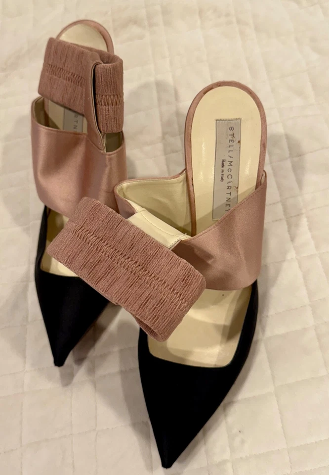 Saltos Stella McCartney pretos e pêssego nunca usados - Imagem 3 de 4