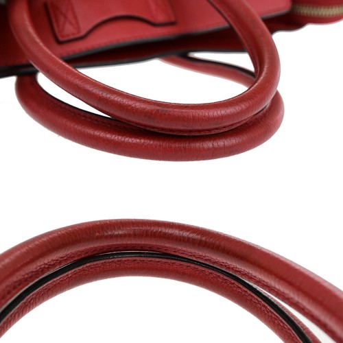 CELINE Logo Micro Luggage Shoulder Hand Bag Leather Red GHW Italy 84YE863 - Picture 8 of 17
