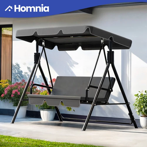 3 Person Patio Swing Hanging Chair Waterproof Stand Steel w/ Adjustable Canopy
