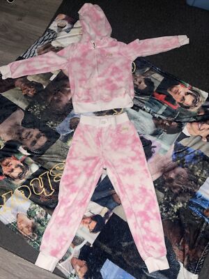 Juicy Couture Tracksuit Kids Pink And White Tie Dye Size