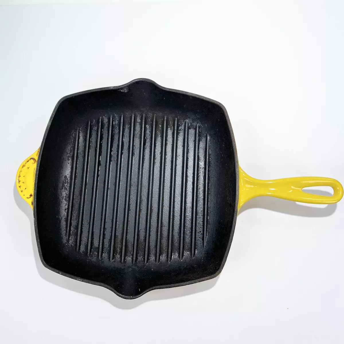Le Creuset #26 France Yellow Enameled Cast Iron Square Grill Pan Skillet  10