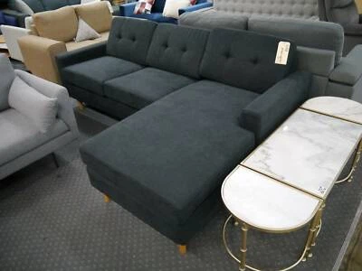 New Lily Black Reversible Chaise Lounge Suite Sofa Couch Living