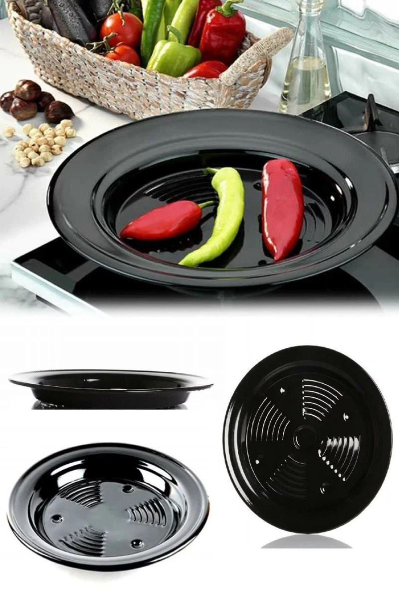 Nusse Kozmatik Enamel Gas Stove Top Vegetable Char-Roasting 14 Grill Pan  Black