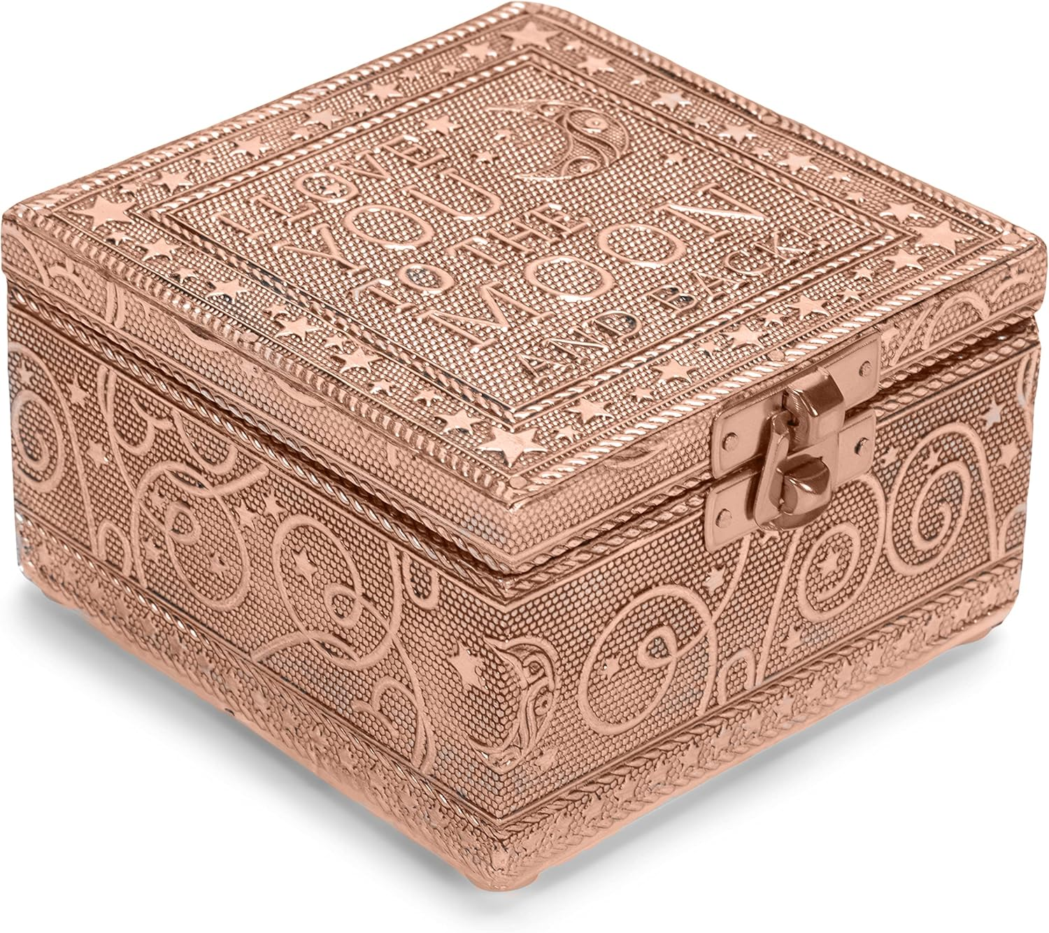 I Love You to the Moon Copper Tone Jewelry Keepsake Gift Box