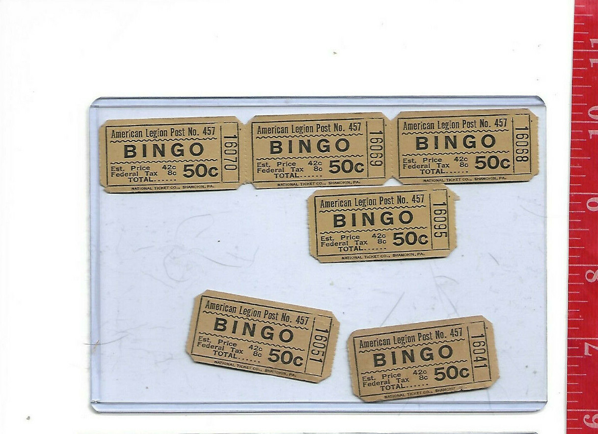 vintage lot 50c American Legion Post 457 Bingo tickets Phelps New York