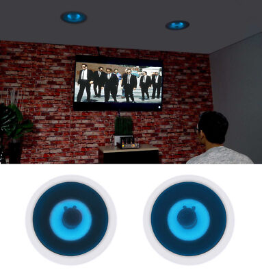 (2) Rockville HC85B-LED 8'' 700 Watt In-Ceiling Home Theater Speakers w/ Blue LED
