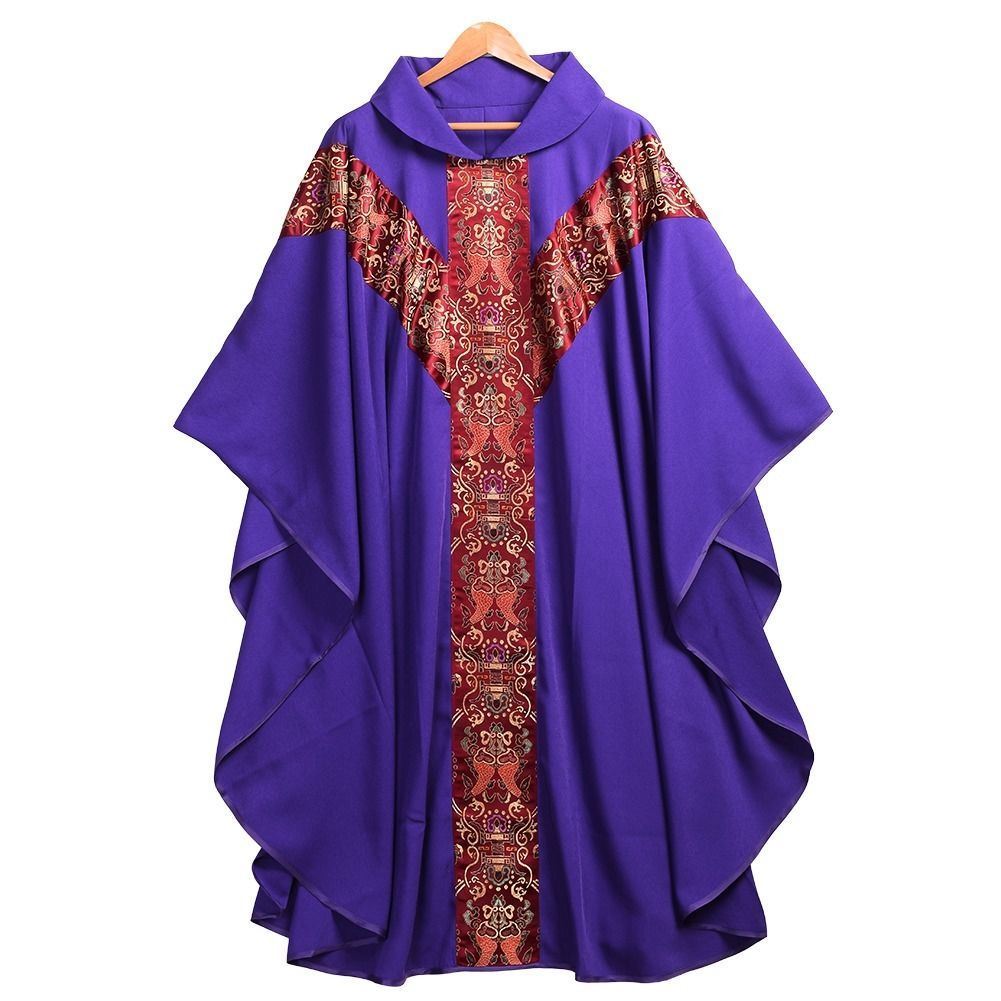 Purple Catholic Church Father Mass Vestments Robe Priest Celebrant