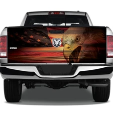 American Flag Bald Eagle Wrap Graphic Cross Tailgate Vinyl Decal Truck Pickup 
