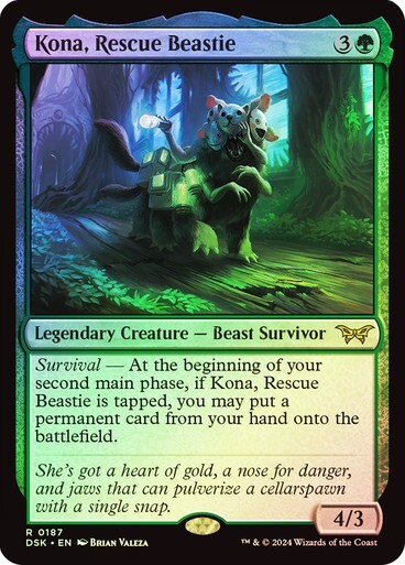 Kona, Rescue Beastie (#187 Foil) Duskmourn DSK Rare MTG Magic Pack  fresh