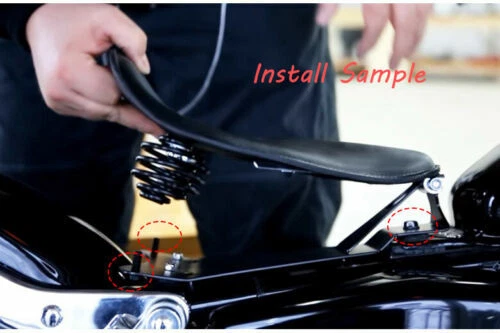 Asiento de conductor solo de resorte de 3"" cuero negro de cocodrilo para motocicleta Harley Chopper Foto 3 de 4