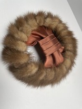 Beautiful vintage 1940s pill box hat mink fur satin EUC