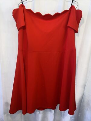 B. Darlin 24W NWT Plus Scalloped Off-The-Shoulder Mini Dress Style Size Red