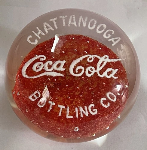 Vtg Coke Coca Cola Chattanooga Bottling Co Glass Paperweight, Maker G Ship