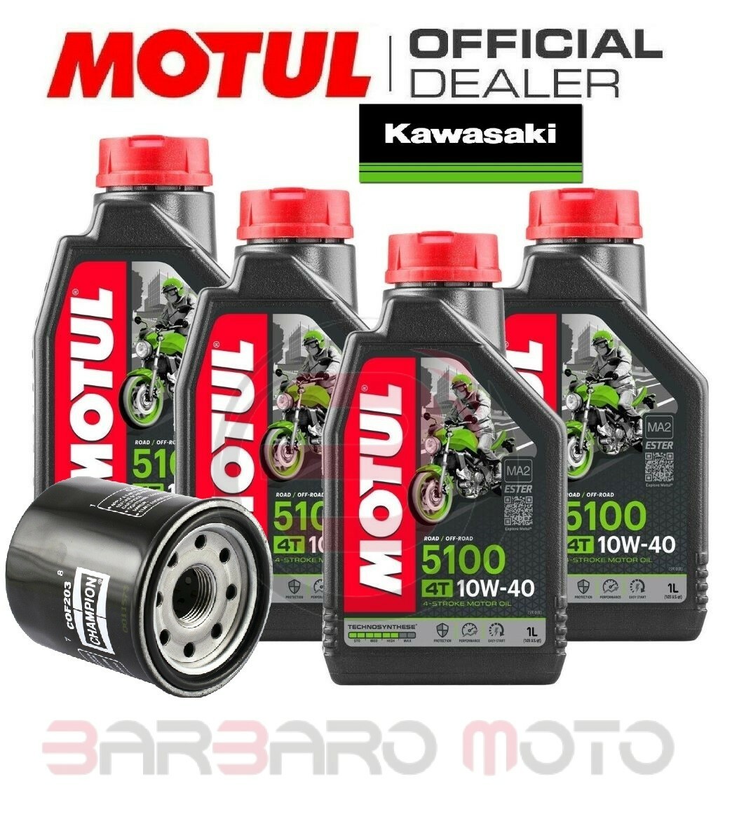 Kawasaki Z1000 Oil Change Kit Motul 5100 10W40 + Filter 2016 2017