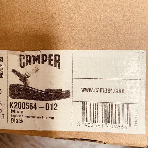 Sandalias Camper Misia para mujer talla 39/8,5 de cuero negro con plataforma de 2 correas zapatos - Imagen 6 de 6