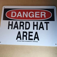 DANGER HARD HAT AREA Sign plastic 14" x 10"