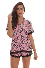 #followme Button Down Pajama Shorts Set with Notch Collar