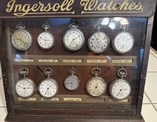 ORIGINAL Vintage INGERSOLL WATCH Store Counter Display Cabinet Pocket Watches