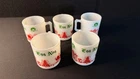 5 Vintage Hazel Atlas Milk Glass Egg Nog Cups Scarcer Santa Claus Decoration
