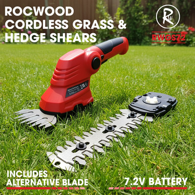 Grasschere 2 in 1 Garten Elektro Akku Heckenschere Strauch RocwooD 7,2V