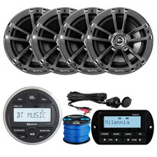 JBL Marine Bluetooth Receiver, Remote, 4x 6.5" Speakers, Wire, USB/AUX Adapter