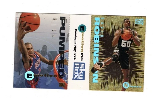 1994/95 Skybox Emotion Grant Hill RC / David Robinson N Tense Uncut Promo Panel