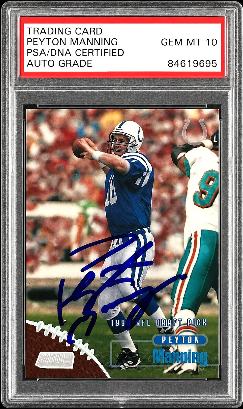 🏈 Peyton Manning 1998 Stadium Club #195 Rookie Card Signed PSA Auto 10 🔥 HOF C