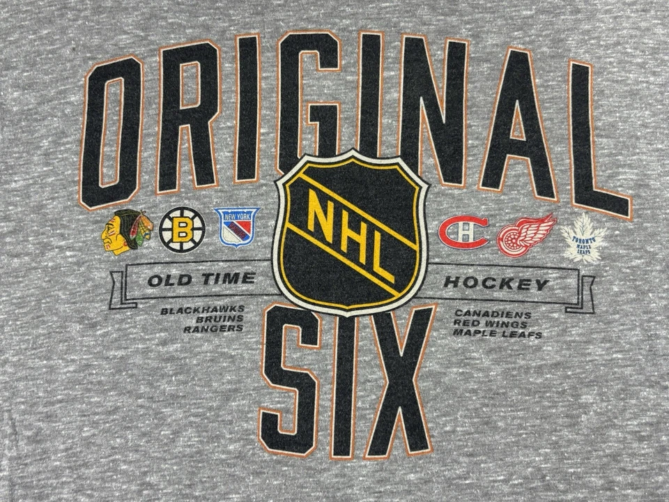 Camiseta The Original Six Old Time Hockey NHL Mediana Red Wings Leafs Canadians Foto 2 de 4