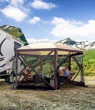 12 x 12 FT Pop Up Screen Tent 6-Sided Instant Gazebo Camping Canopy Shelter ﻿