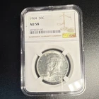 1964 Kennedy Half Dollar NGC AU 58 Silver 50C Graded Coin