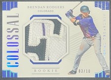 2019 NATIONAL TREASURES BRENDAN RODGERS JUMBO ROCKIES JERSEY PATCH #3/10