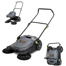 VEVOR Walk-behind Hand Push Floor Sweeper, 25.6" Sweeping Width Floor Sweeper Ma
